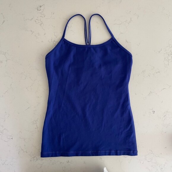 Lululemond Power Y Tank * Luon Light Yoga Workout Rback Top Blue Sz 6 - Picture 9 of 9